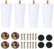 XineYuor 4pcs White Wooden Furniture Legs, Wooden Legs for Table, Sofa or Furniture Legs with Mounting Plates and Screws for Sofa, Bed, Cabinet, Armchair (15 cm/5.90 inches, White)