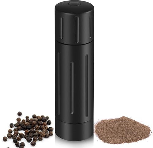 POPWOODS Professional Pepper Grinder Mill, Aluminum Manual Pepper Mill, Heavy Duty Pepper Grinder with Adjustable Coarseness and Stainless Steel Blade, More Pepper Output, Less Cranking