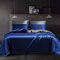 YASMENG Satin Bettwäsche 200x220 Blau Dunkelgrau Wendebettwäsche Deluxe Seide Bettwäsche Satin Glatt Glänzend Seidig Weich Satin Bettwäsche 3teiling mit Reißverschluss und 2 Kissenbezüge 80×80 cm
