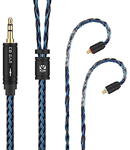 Yinyoo KBEAR 200cm IEM-Kabel, MMCX 3.5mm Kupfer-Silber Ersatzkopfhörerkabel für TIN-HIFI T2/ T2 Plus/ T4/ SE315/ SE425/ SE535/ SE846/ SE215/ UE900 (MMCX, 3.5mm, Schwarz-Blau)
