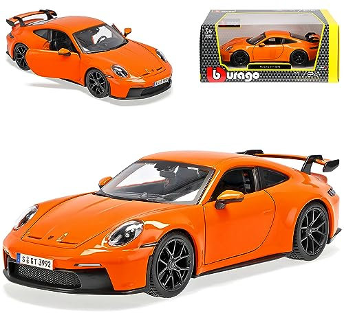 alles-meine.de GmbH Porsche 911 992 GT3 Coupe Orange Neue Generation Ab 2019 1/24 Bburago Modell Auto mit individiuellem Wunschkennzeichen