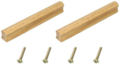 sourcing map 2Pcs Wood Drawer Pulls Handles with Screws Set 128mm/5.04 Hole Spacing Unfinished Beech Wood Cabinets Drawer Knobs Pull Handles for Kitchen Cabinets Dresser Furniture