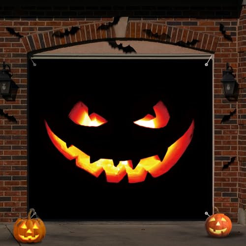 Tingjoo Grande toile de fond à suspendre pour porte de garage d'Halloween, décoration murale pour extérieur, intérieur, vacances, fête d'Halloween, mur, fenêtre, cour (2,1 x 2,4 m)
