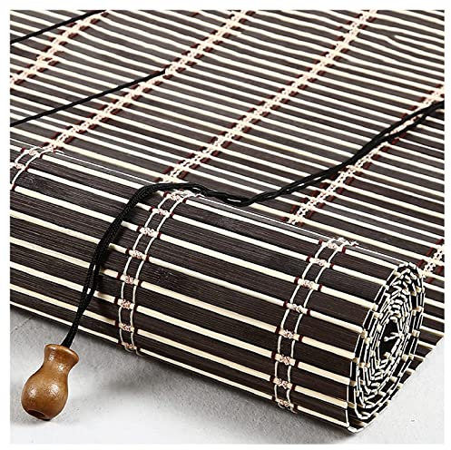 DGAMHF Natur Bambus Rolle Rollo,Retro-Bambus-Rollo, Karbonisierte Farbe, Terrassen-Rollo, 55% Verdunkelung, Handgewebtes Bambus-Rollo, Fensterrollo, Sonnenschutz Mit Zubehör, Breite 50 cm Bis 150 cm(