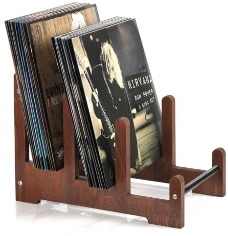 QILICZ Schallplattenständer,Prospekthalter Schallplatten Aufbewahrung Schallplatten Halter Ständer Zeitschriften Bücher - Schallplatten Deko Vinyl Regal 37x27x24cm