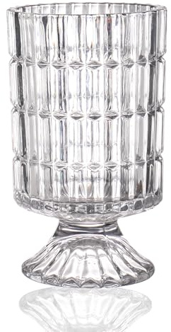 MCMCNCUIU Vase en cristal, vase à fleurs, vase en verre pour bouquet, vase transparent, vase nervuré, grand vase pour fleurs, vase sur pied en verre pour salon, chambre à coucher, table à manger,