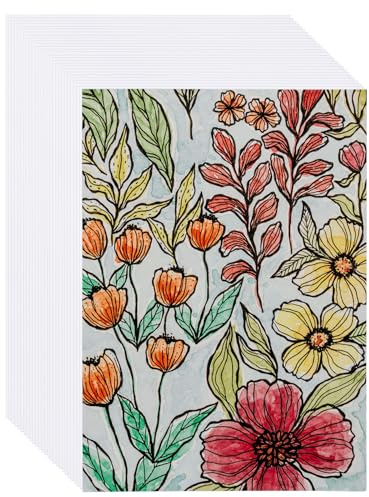 50 Blätter Aquarellpapier A4 300g, Aquarellblock Aquarell Papier Baumwollpapier, Kaltgepresstes Aquarell Papier Karten, Zeichenpapier, Watercolor Paper, Malpapier für Aquarellfarben Postkarten (A4)