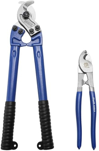 Okllen 10 inch &14 inch Cable Cutter Sets, Stainless Steel Wire Rope Cutter with Blue Ergonomic Nonslip Handles, Heavy Duty Wire Cutters for Aluminum Copper Wire Communications Cable
