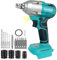 New Upgrades 550N.m Cordless Impact Wrench Compatible with Makita 18V Battery 1/2Inch Brushless Impact Gun 4 x Impact Sockets, Power Impact Driver for Car Tire DIY Craft (No Battery)