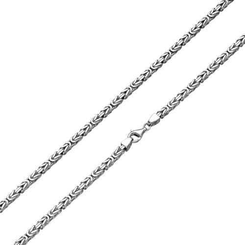 KettenKauf Rhodinierte 4mm Königskette 925 Silber massiv - Länge Wählbar - Rhodiniert - Collier Halskette oder Armband (21, Zentimeter)