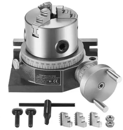 Präzisions-Drehtisch, 4 Zoll/100 mm, horizontales Modell mit 3-Backen-Spannfutter und Indexierungswerkzeugen