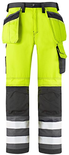 Snickers 32336674152 Size 152 Class 2 High-Vis Trousers - Yellow/Muted Black