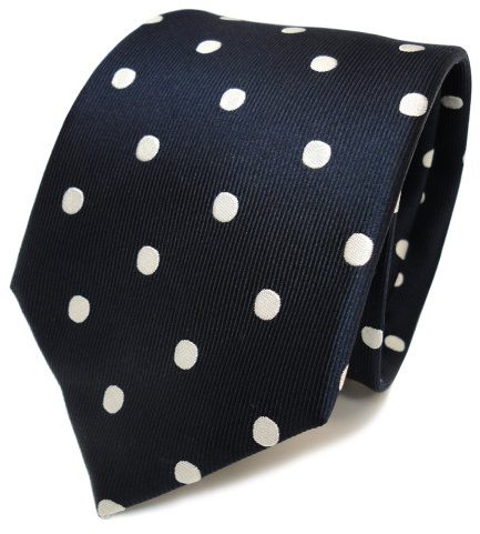 TigerTie Designer Seidenkrawatte in blau dunkelblau weiß schwarzblau gepunktet