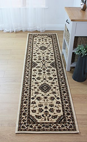 Large Classic Traditional Persian Style Oriental Floral Rug Runner/Mat, beige, 60 x 230 cm by eRugs