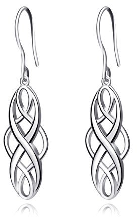 Damen Ohrringe Sterling Silber Keltischer Knoten Hängende Tropfenohrringe Schmuck Geschenke für Damen Mädchen (Keltische Silberohrringe)