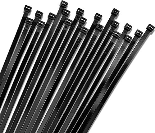 200mm Black Zip Cable Ties (1000 Pack), 18kgs Tensile Strength - Heavy Duty, Self-Locking Premium Nylon Cable Wire Ties for Indoor and Outdoor by Bolt Dropper