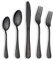 Posate Berglander Nero Oro, Set 30 Pezzi in Titanio e Acciaio INOX, Servizio per 6 (Nero Lucido)