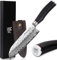 YOUSUNLONG Couteaux Santoku 7 pouces Couteaux de chef Japonais VG10 Martelé Damas Acier Naturel Ebène Poignée en bois avec étui en cuir