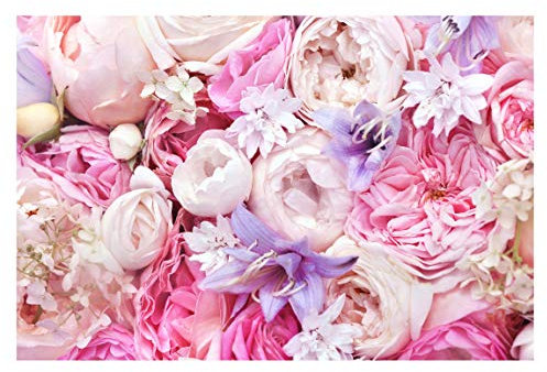 Premium Vliestapete Shabby Rosen mit Glockenblumen Fototapete Vlies, 225x336 cm