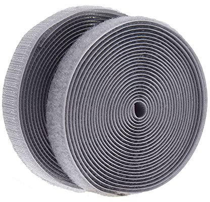 IHKFILAN Klettband 20 mm breit zum Nähen klettband beidseitig (Haken、Schlaufe) Nylon Gewebe-Klebeband mit Non-Kleber für DIY 4.57 M Rolle Grau