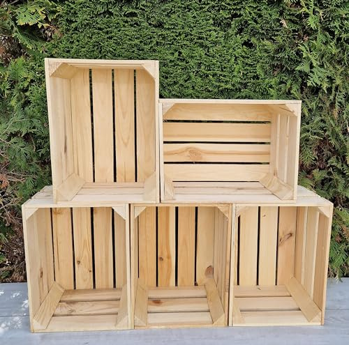 Amazing crates Strong Rustic Burnt Smaller Storage Wooden Fruit Crates Box-Clean! (Natural, 5)