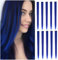 10 Stück Farbige Haarverlängerungen Clips 22 Zoll Farbige Clip Synthetische Haarteile für Frauen Mädchen Cosplay Fashion Party Highlights（Gerade,Blau）