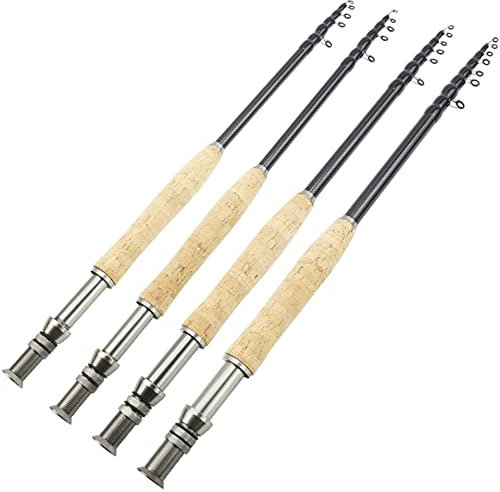 Tige de pêche à la Mouche télescopique, Tige de pêche à la Mouche, Canne à pêche à Mouche Mobile Ultra-légère de Fibre de Carbone, Canne à pêche à la Mouche de liège PESCA2. 1m 2.4m 2.7m 3.0m ZYHWY