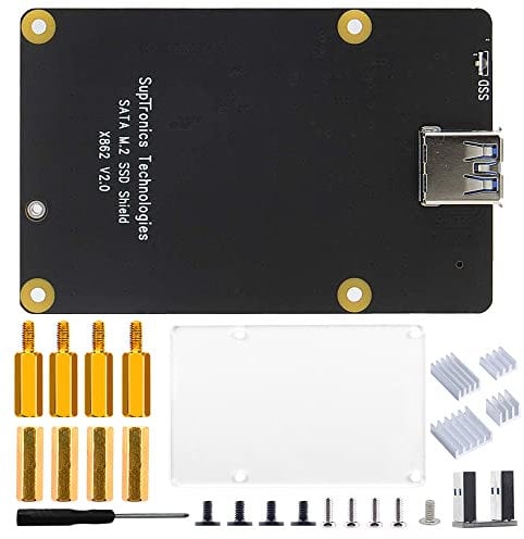 GeeekPi für Raspberry Pi 4,X862 V2.0 M.2 NGFF SATA SSD Speichererweiterungsplatine mit USB 3.1 Anschluss Unterstützung nur Key-B 2280 SSD