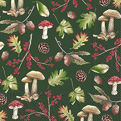 IHR Ideal Home Range - Papierservietten IN THE FOREST dark green 20 St. Lunch-Servietten 33 cm x 33 cm