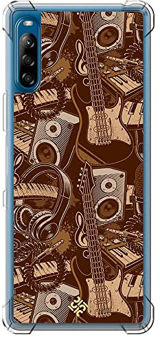 Movilshop Anti-Shock Case for Sony Xperia L4 Music Design [Illustration of Different Musical Instruments – Musical Art] Reinforced Silicone Corner 1.5 mm Flexible Thickness