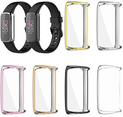 6 Stück Hülle für Fitbit Luxe Schutzhülle Weich Silikonhülle Abdeckung Stoßfest Schutz Tasche Kompatibel mit Fitbit Luxe (6PCS-E)