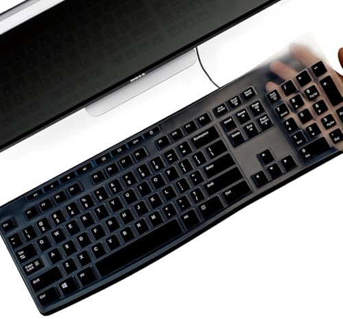 YongMai Keyboard Cover Silicone for Logitech K200 K260 K270, Keyboard Cover for Logitech K200 K260 K270 Ergonomic Wireless Keyboards, MK200 MK260 Keyboard Skin Waterproof Dustproof (Black)