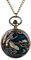 JewelryWe Taschenuhr Herren Vintage Schwalben Pistole Kettenuhr mit Arabischen Ziffern Retro Analog Quarz Uhr Anhänger mit Halskette Kette für Damen Männer Bronze
