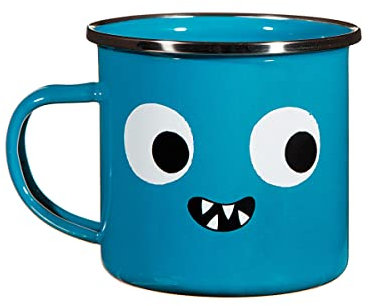Sass & Belle Monster Enamel Mug – Fun 200ml Blue Metal Cup with Googly Eyes, Durable & Lightweight Enamelware, Perfect Camping Mug for Hot Drinks, Picnics, Packed Lunches & Gift-Giving