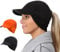 TrailHeads Mütze Damen – Fleece Cap Damen Pferdeschwanz – Wintermütze Damen - Trailblazer Reflektierende Sport Winter Mütze mit Loch für Zopf Damen - Schwarz & Orange 2er-Pack