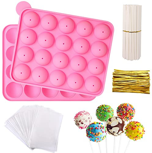 JULMELON Cake Pop Form, 20 Stück Kapazität Silikon Cake Pop Form Set, Süßigkeiten, Schokolade Herstellung und Ver