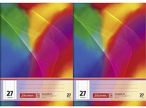 Brunnen 104592702 Schulheft A5 (16 Blatt, liniert, mit Rand, Lineatur 27) (Packung mit 2)