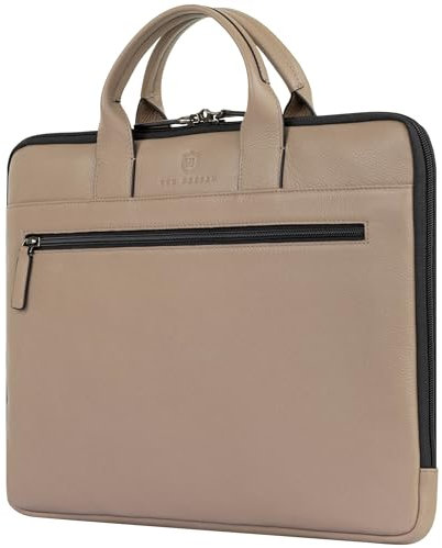 VON HESSEN Laptoptasche aus echtem Nappa-Leder bis 16 Zoll - Aktentasche Herren & Damen - Luxuriöse Echtleder Arbeitstasche für Büro & Alltag - Laptop Hülle in Taupe
