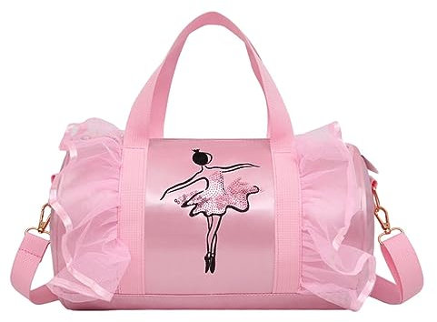 yuwqqoajv Kostüm Kleidung, Schuhe, Kleid, Handtasche, modisch und geräumig, für Tanzaufführungen, Kinder Tragetaschen für lateinamerikanische Tänze, Rosa langes Garn