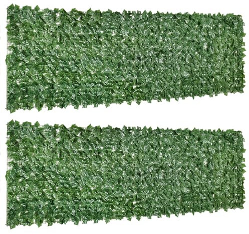 Outsunny Lot de 2 Haies artificielles Brise-Vue décoration Rouleau 3L x 1H m Feuillage réaliste Anti-UV Vert