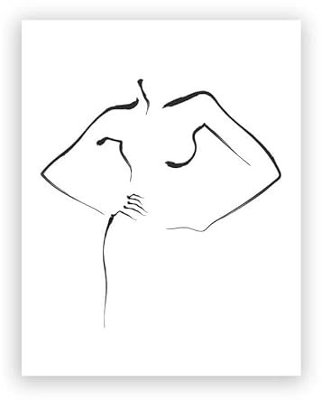 Abstrakte Frau Strichzeichnung Malerei Drucke Schwarz Weiß Gebrannt Orange Neutrale Wandkunst Bild Minimalistisches Poster Schlafzimmer Dekor 30X40Cm Kein Rahmen