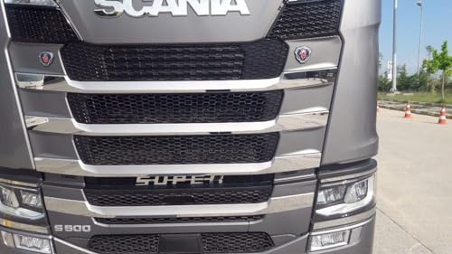Mabi Automotive Parts 8 Edelstahl-Frontgrill-Dekorationen für Scania S/R Nextgen 2017+ Trucks