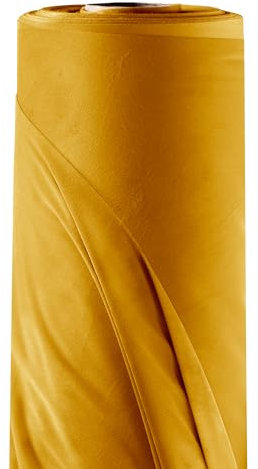 Filumi Stoff Meterware 1m, Breite 3m, Gelb - Senf, Samtstoff, Stoffe zum Nähen, Vorhangstoff, Polsterstoff, Möbelstoff, Stoff für Kissenbezüge, stoffhose Velto