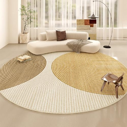 SASIGAYA Teppich Rund Wohnzimmer 200cm Beige Boho Muster Geometrisch Modern Flauschig Teppich für Dekorative Schlafzimmer Esszimmer Kinderzimmer Weich rutschfest Abriebfester Waschbar Teppiche