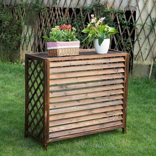 MTSYXYM Cache Climatiseur Exterieur Bois,Étagère De Support De Fleur De Couverture De Climatiseur,Bois Massif Cache Climatiseur Extérieur,Anti-Poussière, Antivol. (Size : 95 * 40 * 89cm)