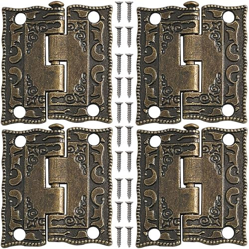 4 Stück Scharniere im Retro-Stil, Schranktürscharniere im Vintage-Stil, aus Bronze, für die Dekoration von Schränken, Holztüren, Bücherregalen