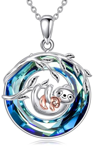 YFN Tier Halskette Sterling Silber Tier Anhänger Mondstein Schmuck | Muttertag Weihnachten New Year Geburtstag Geschenke für Damen Oma Mama Tochter