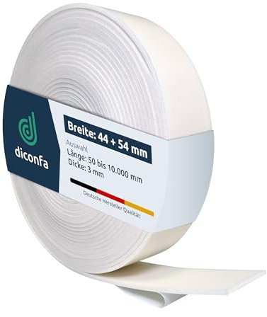 diconfa DACHFENSTER Schaumstoffdichtung Lüftungsklappe WEISS kompatibel mit VELUX - WÄHLBAR Breite 44mm, 54mm - Länge 0,05m bis 10m - AUSWAHL 54mm x 4000mm - selbstklebend Schaumstoff Dichtband