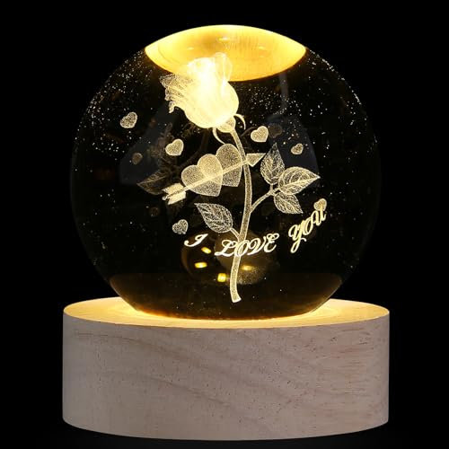 XIANNVXI Crystal Ball Briefbeschwerer Rose I Love You Briefbeschwerer I Love You Geschenke