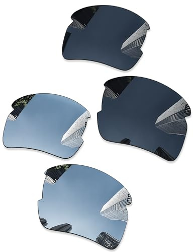 Combine8 Ploarized Replacement Lenses for Oakley Flak 2.0 XL OO9188 Sunglasses - Black + Silver Titanium